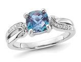 2.10 Carat (ctw) Lab-Created Alexandrite Ring in Sterling Silver with Accent Diamonds